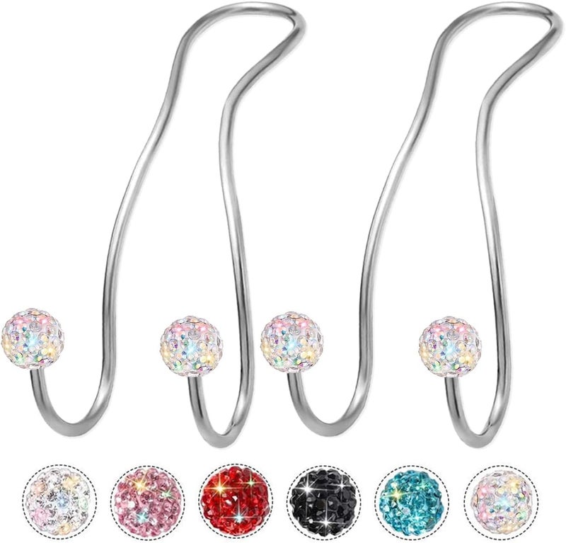 MTGOCHA Bling Purse Hook for Car Headrest, Upgraded Cute Car Seat Hooks for Bag Handbag, Durable Stainless Auto Purse Hanger Holder 2 Pack, Colorful - Image 1